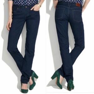 MADEWELL RAIL STRAIGHT Leg Mid Rise Dark Wash JEANS Sz 28x28